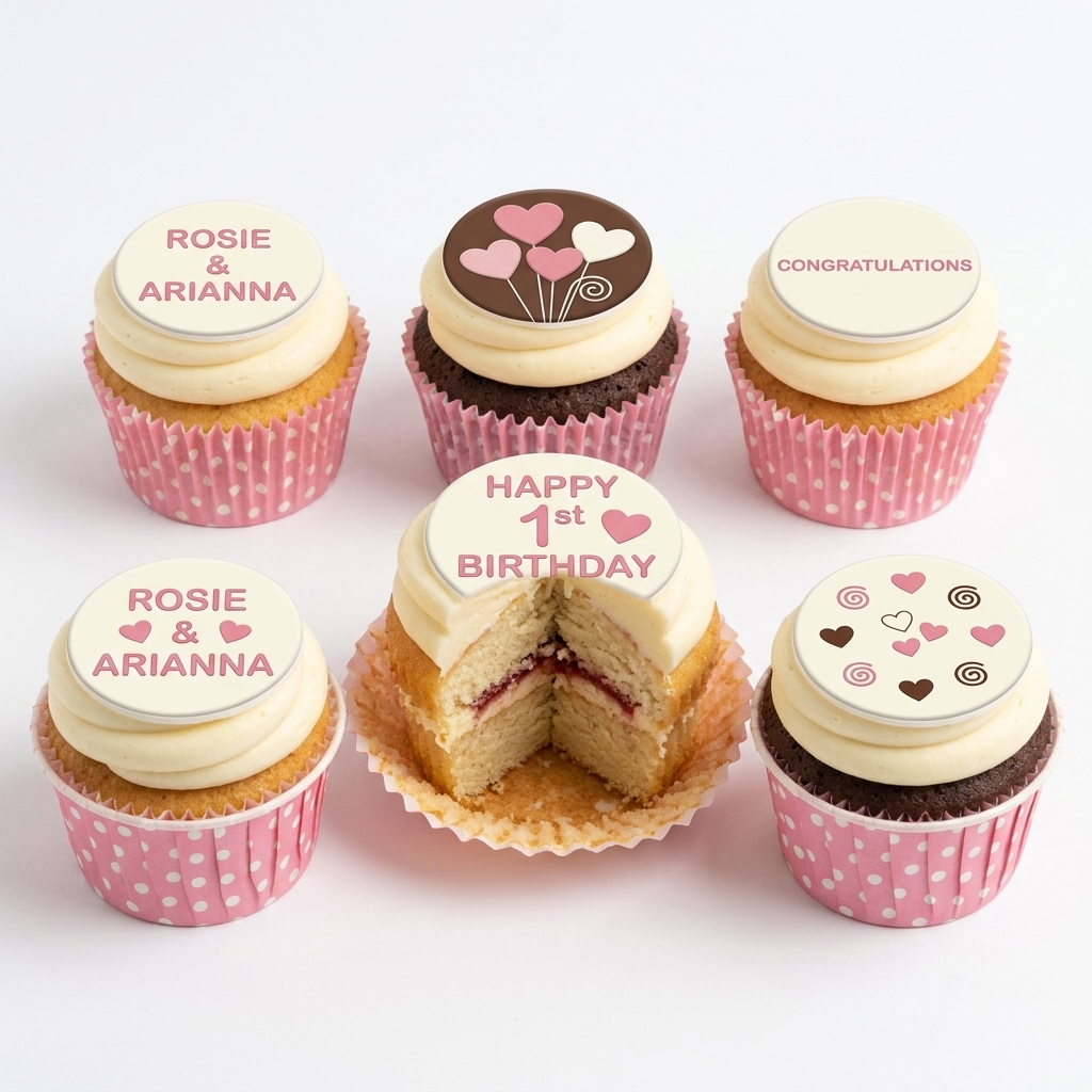 Elegant Engagement Cupcakes with Heart Toppers