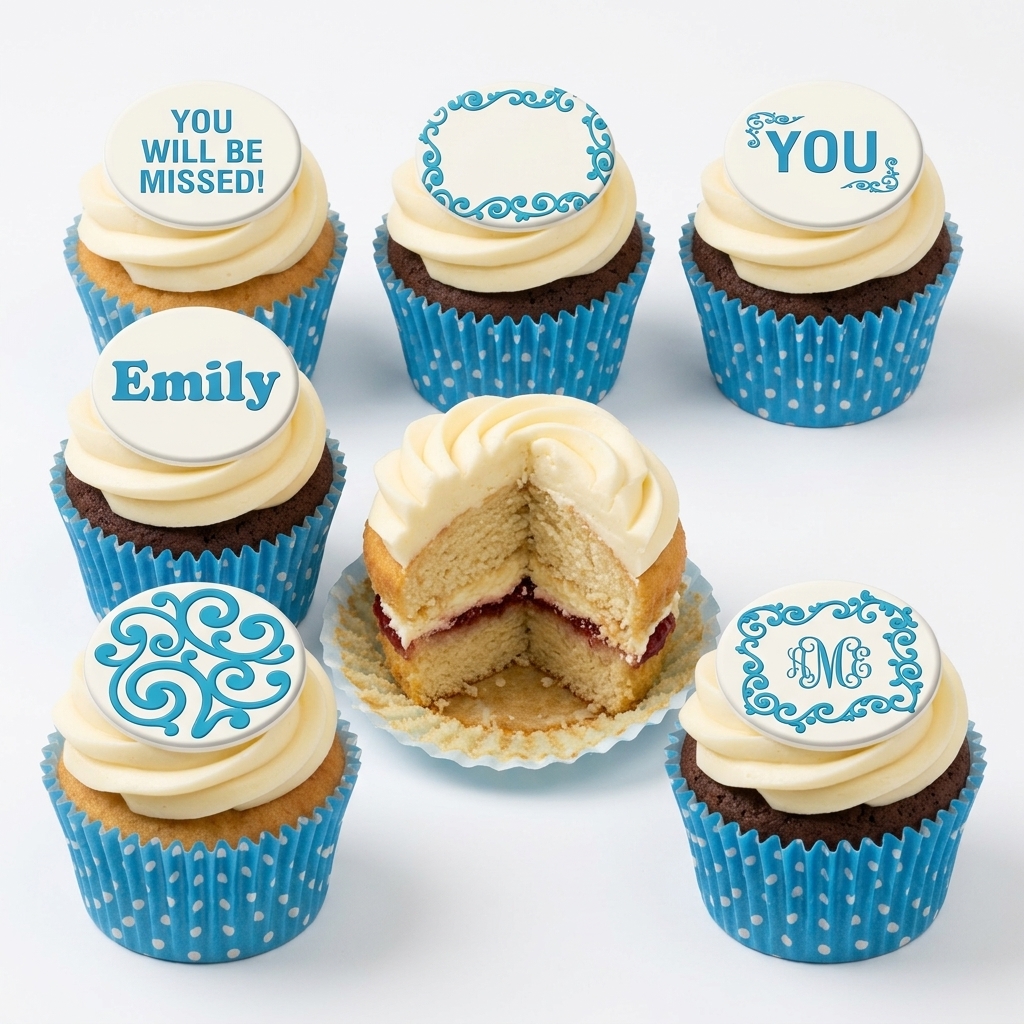 Personalised Message Cupcakes with Custom Toppers