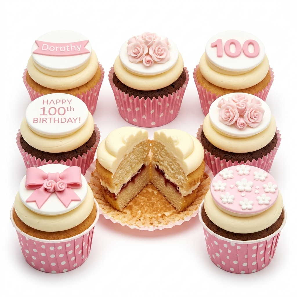 Elegant 100th Birthday Cupcakes for Her