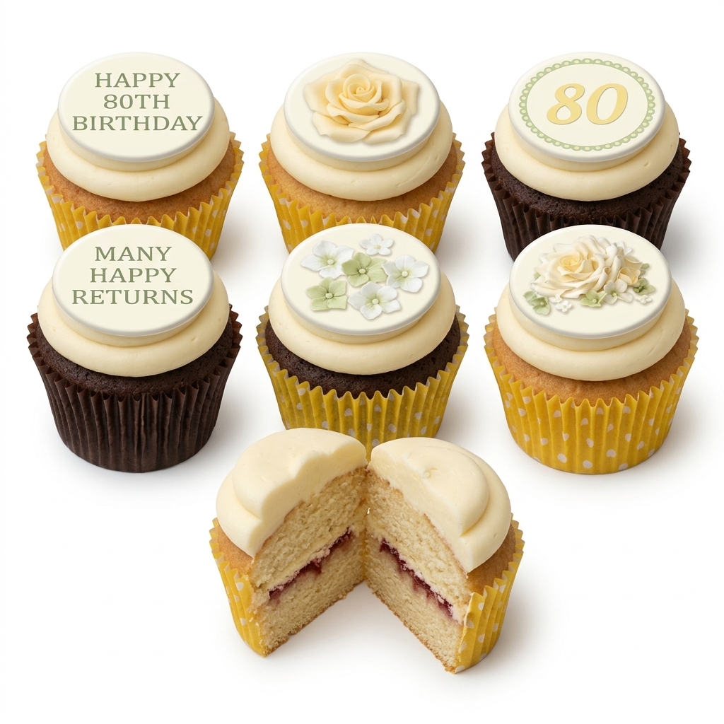 Elegant Floral Birthday Cupcakes for Her with Custom Age Toppers
