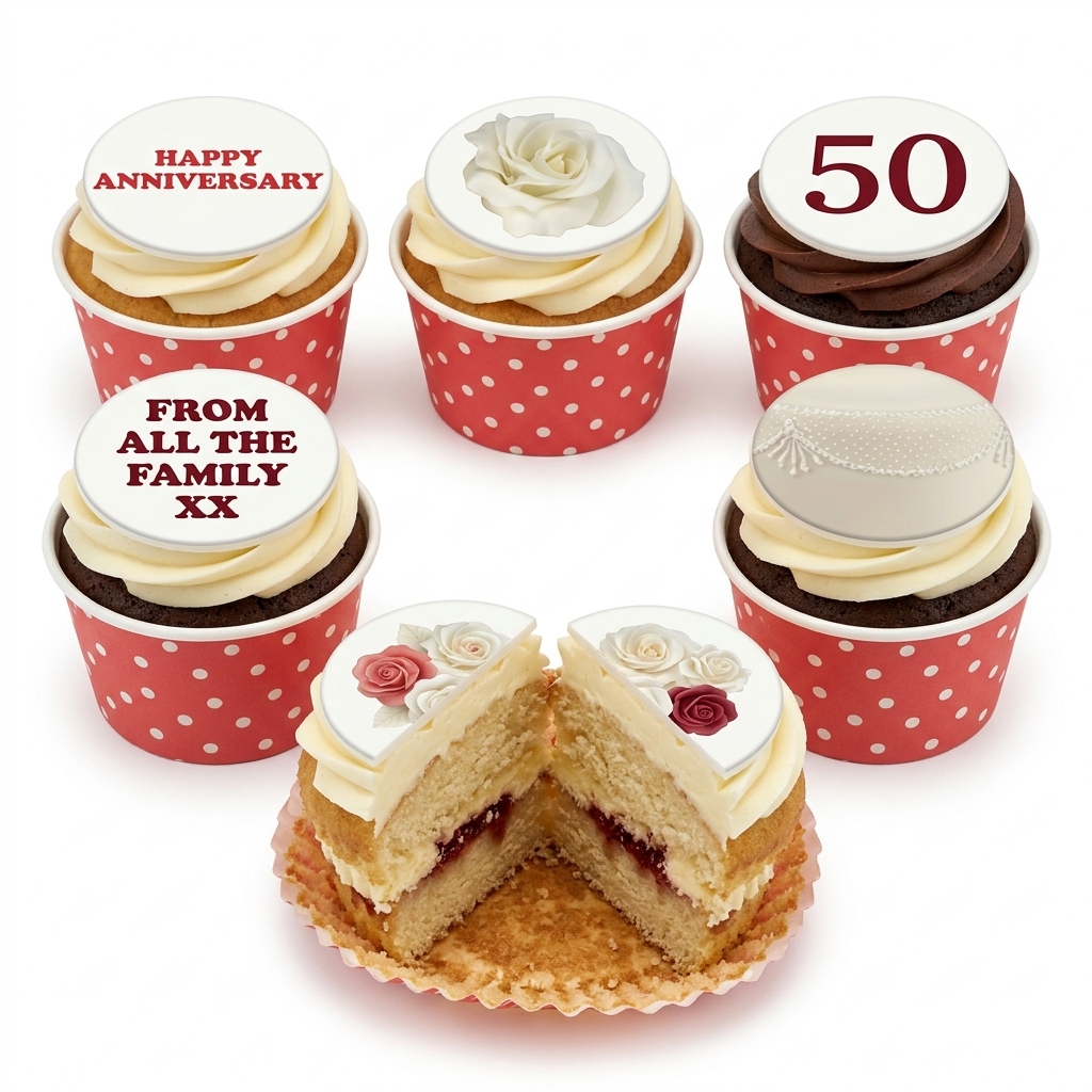 Elegant Floral Anniversary Cupcakes