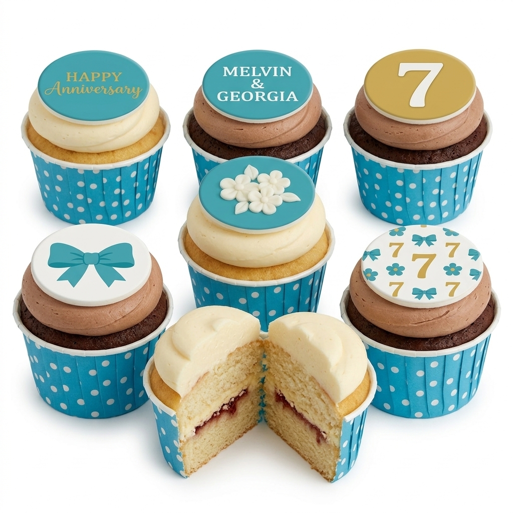 Custom Age Birthday Cupcakes with Bow & Floral Toppers