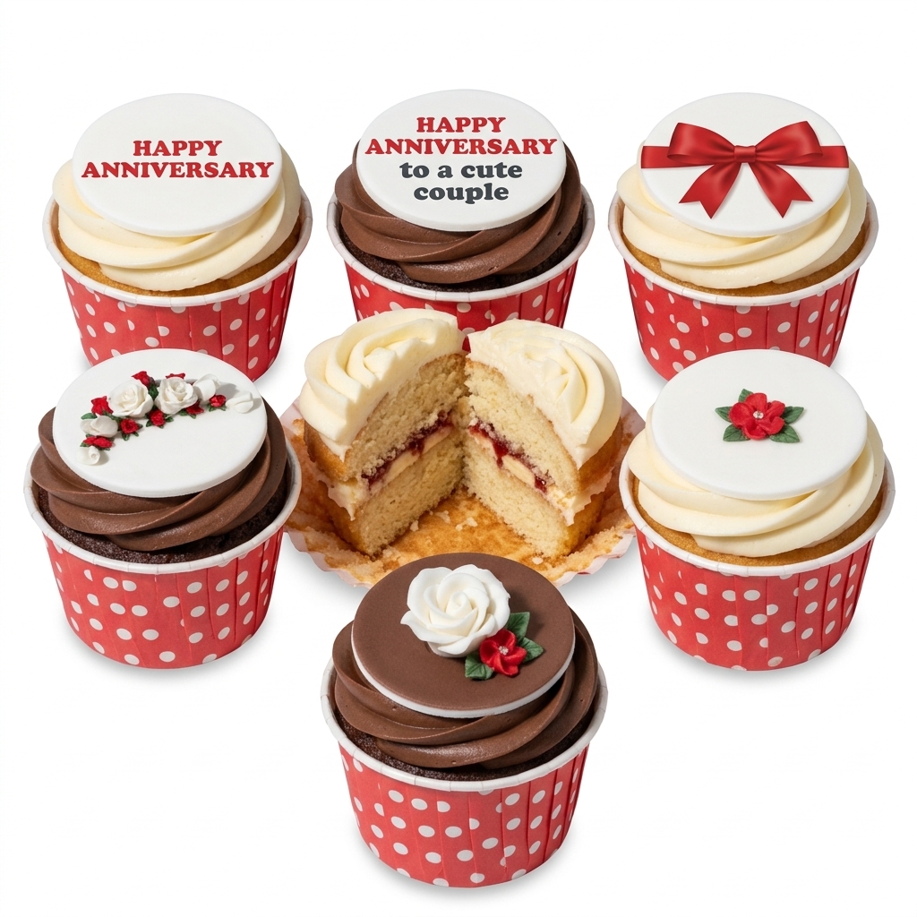 Romantic Floral Anniversary Cupcakes