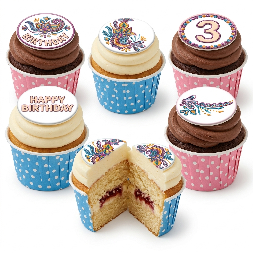 Floral Birthday Cupcakes with Custom Age Topper