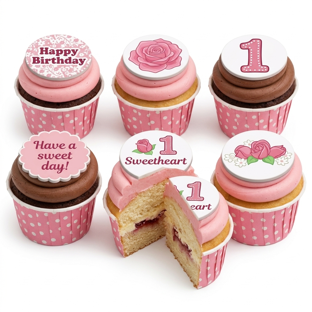 Pink Floral Birthday Cupcakes