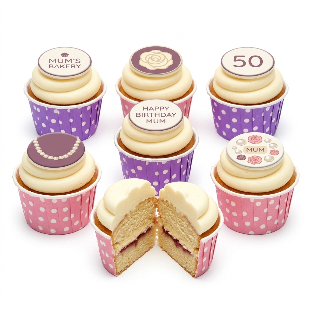 Elegant Floral & Pearl Ladies Birthday Cupcakes