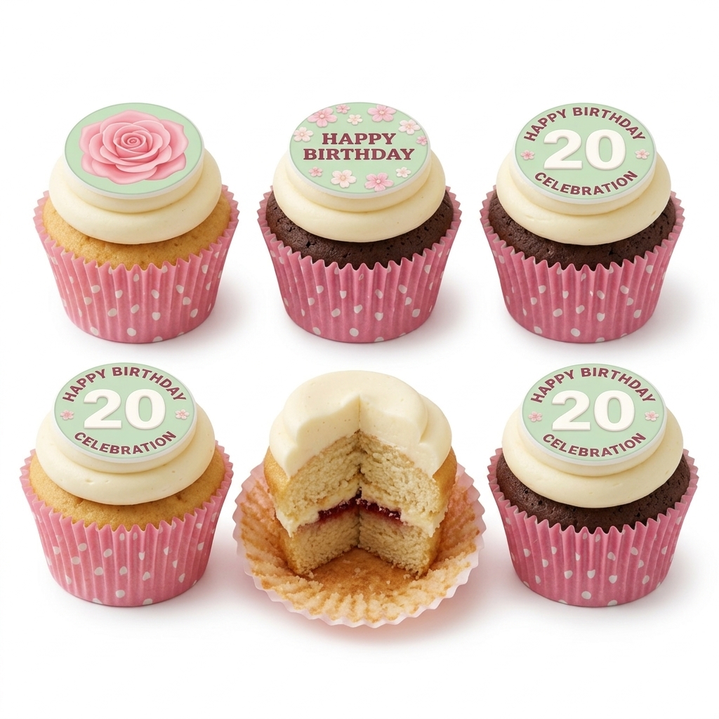 Floral Birthday Cupcakes for Her with Custom Age Toppers