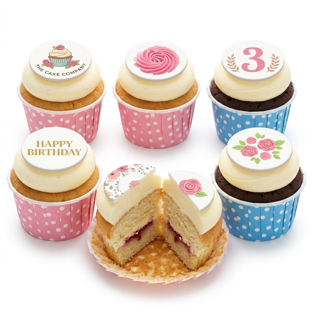 Floral Birthday Cupcakes with Custom Age Toppers