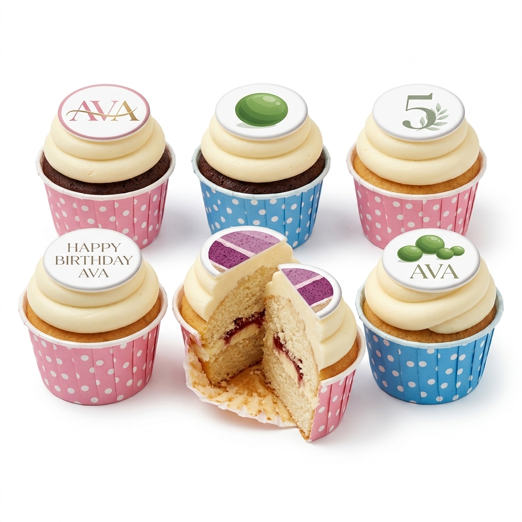 Personalised Birthday Cupcakes with Custom Toppers
