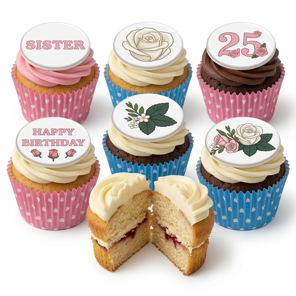 Elegant Floral Birthday Cupcakes for Her with Custom Age