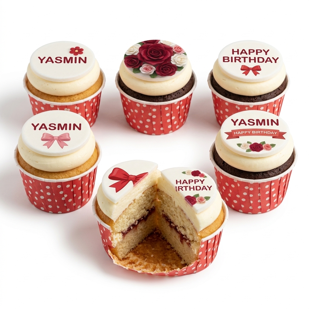 Personalised Floral & Bow Birthday Cupcakes