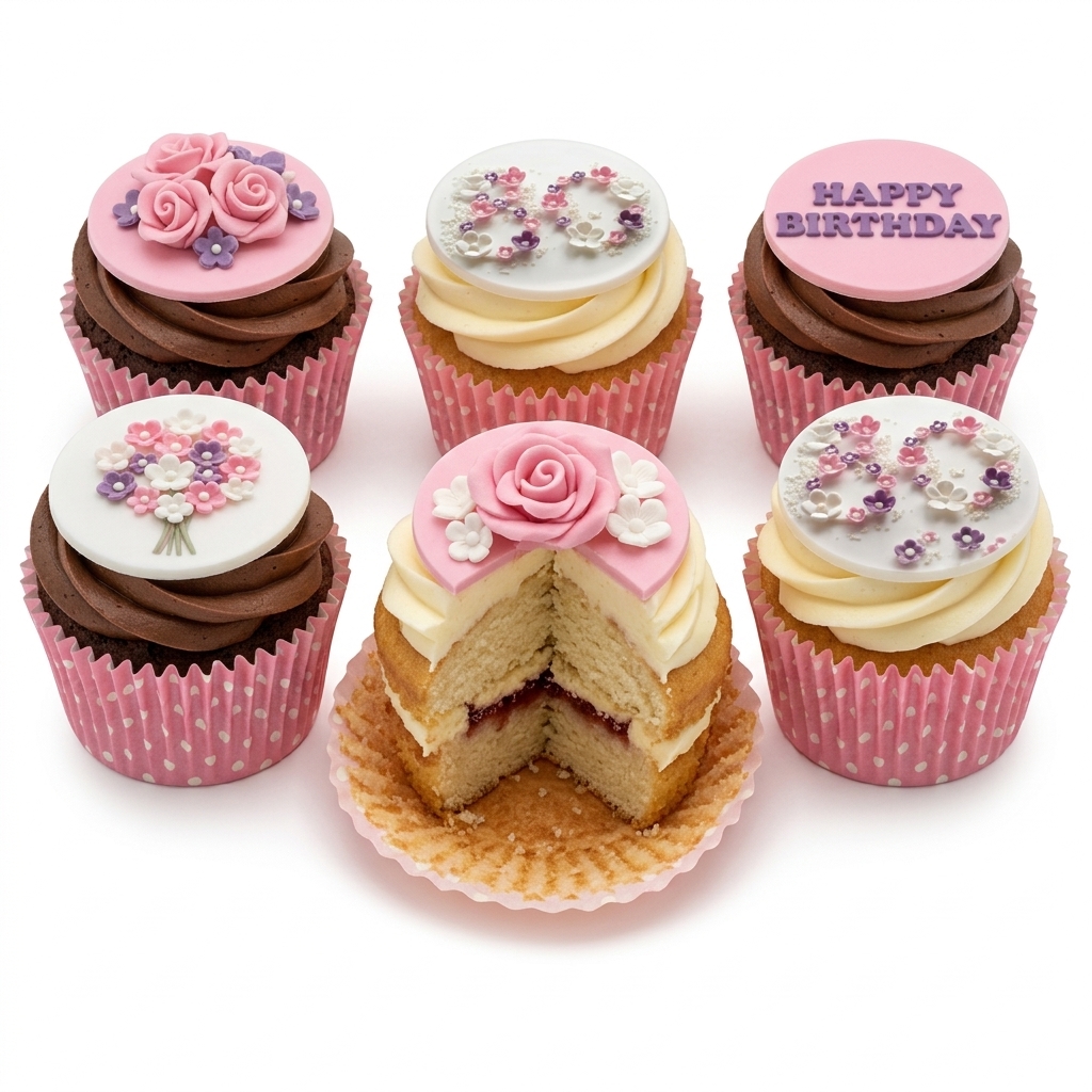 Elegant Floral Birthday Cupcakes