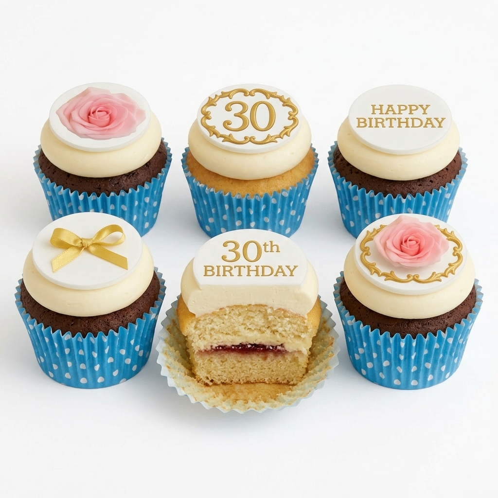 Floral Birthday Cupcakes for Her with Custom Age