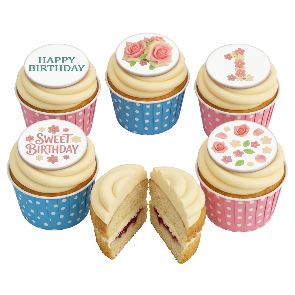 Elegant Floral Birthday Cupcakes