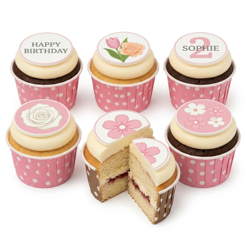 Elegant Floral Birthday Cupcakes