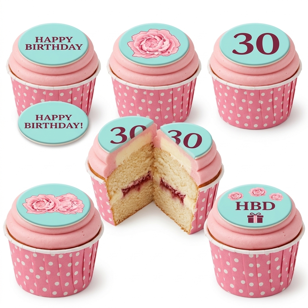 Floral Birthday Cupcakes for Her with Custom Age Toppers