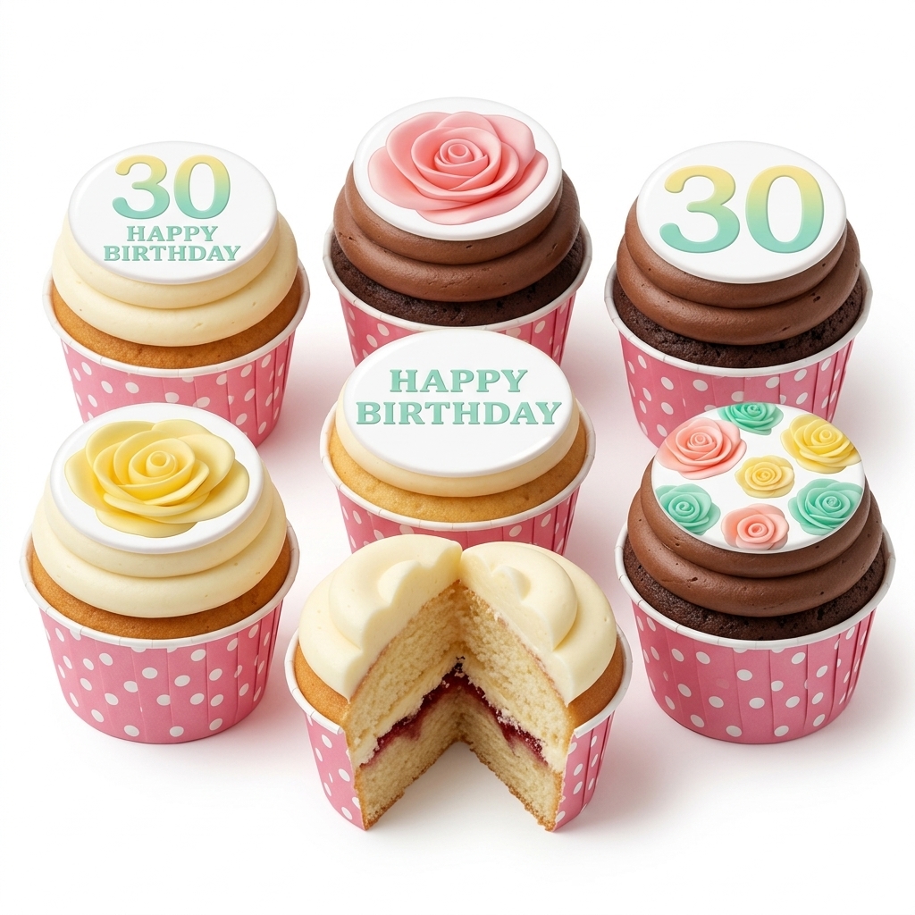Floral Birthday Cupcakes for Her with Custom Age Toppers