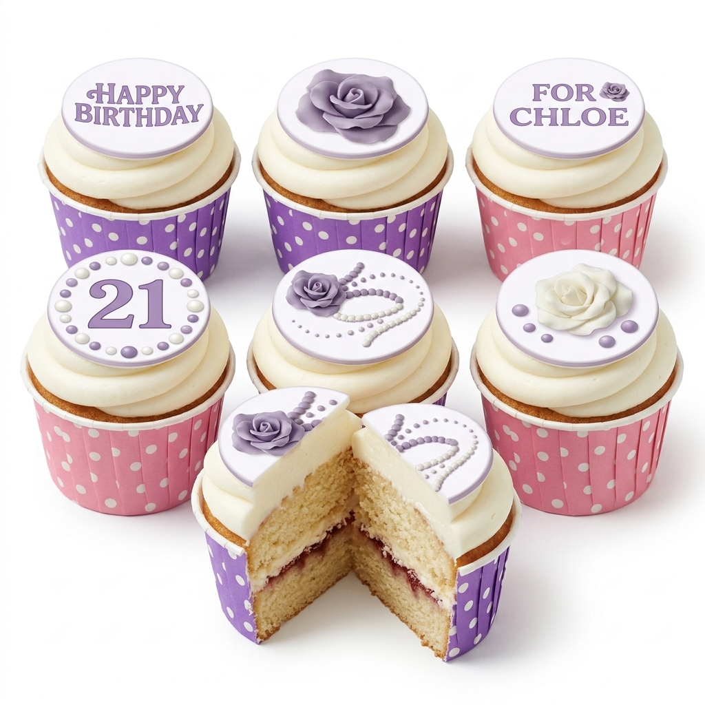 Elegant Floral Birthday Cupcakes for Her