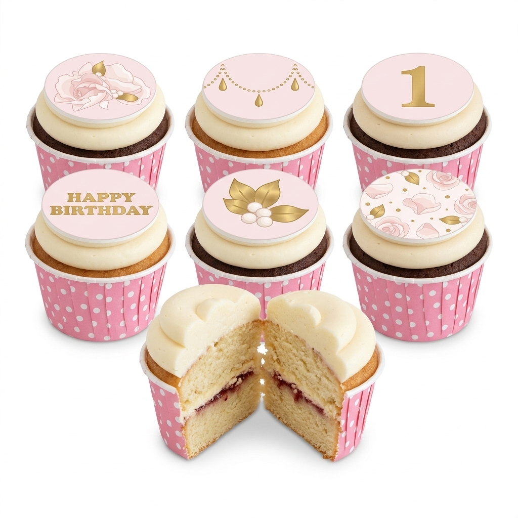 Elegant Floral Birthday Cupcakes for Her