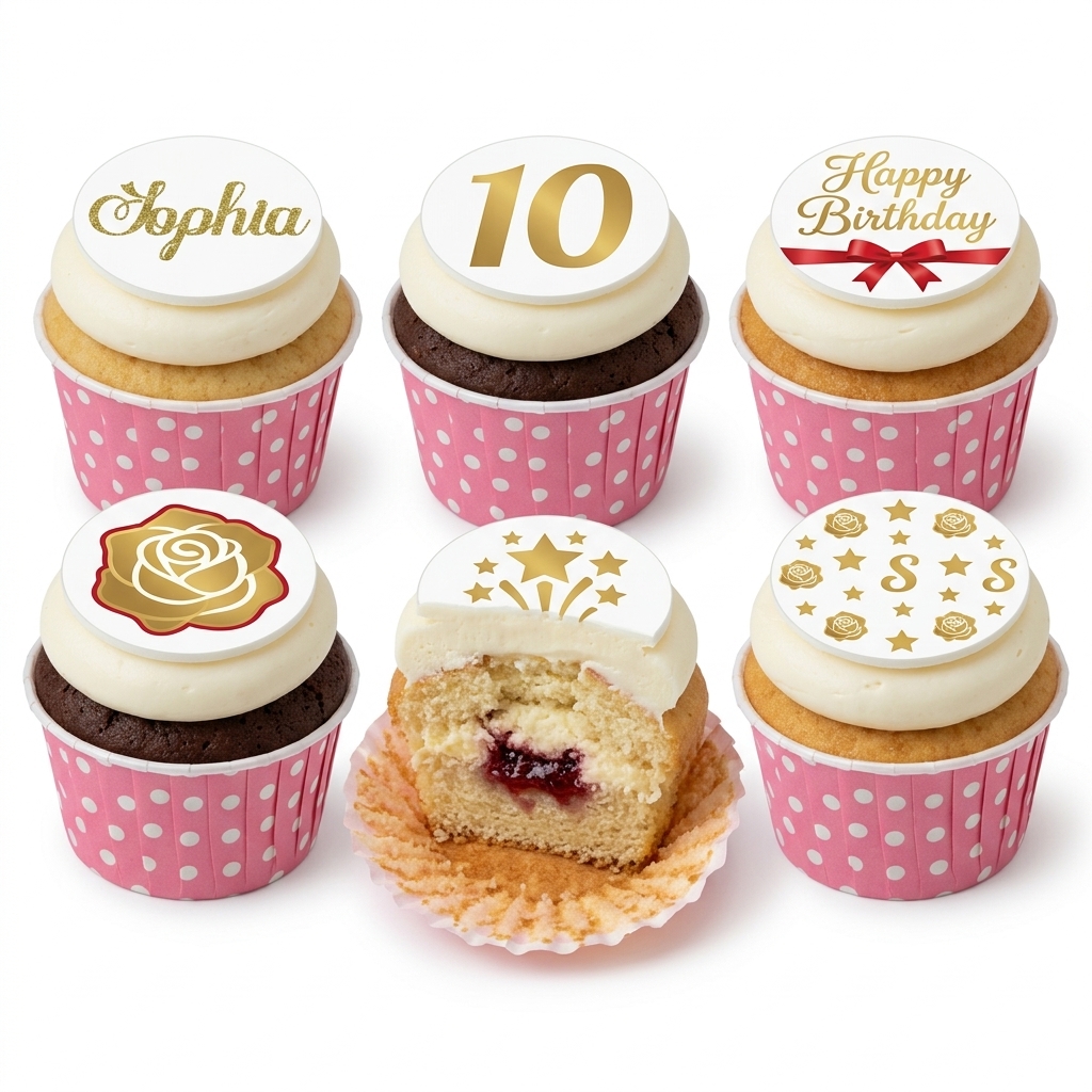 Personalised Birthday Cupcakes with Custom Toppers