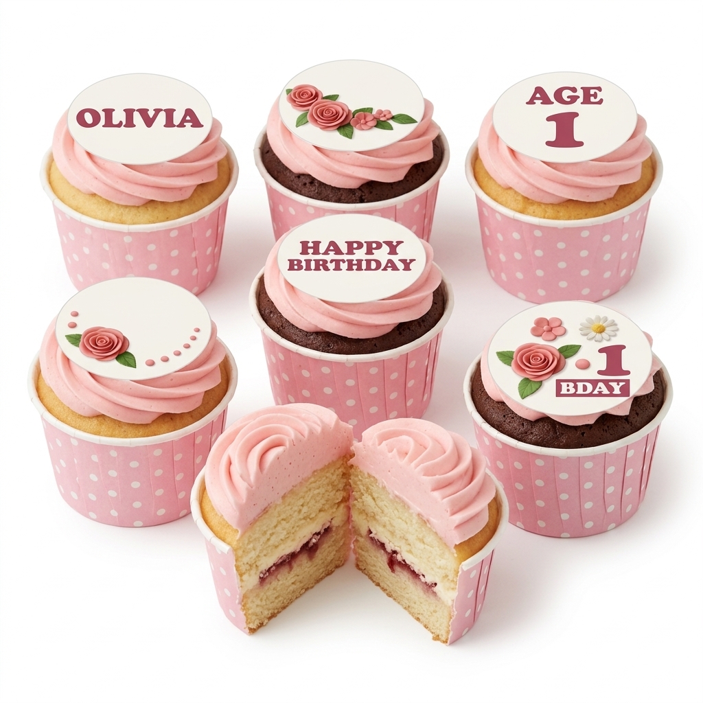Elegant Floral Birthday Cupcakes with Custom Age