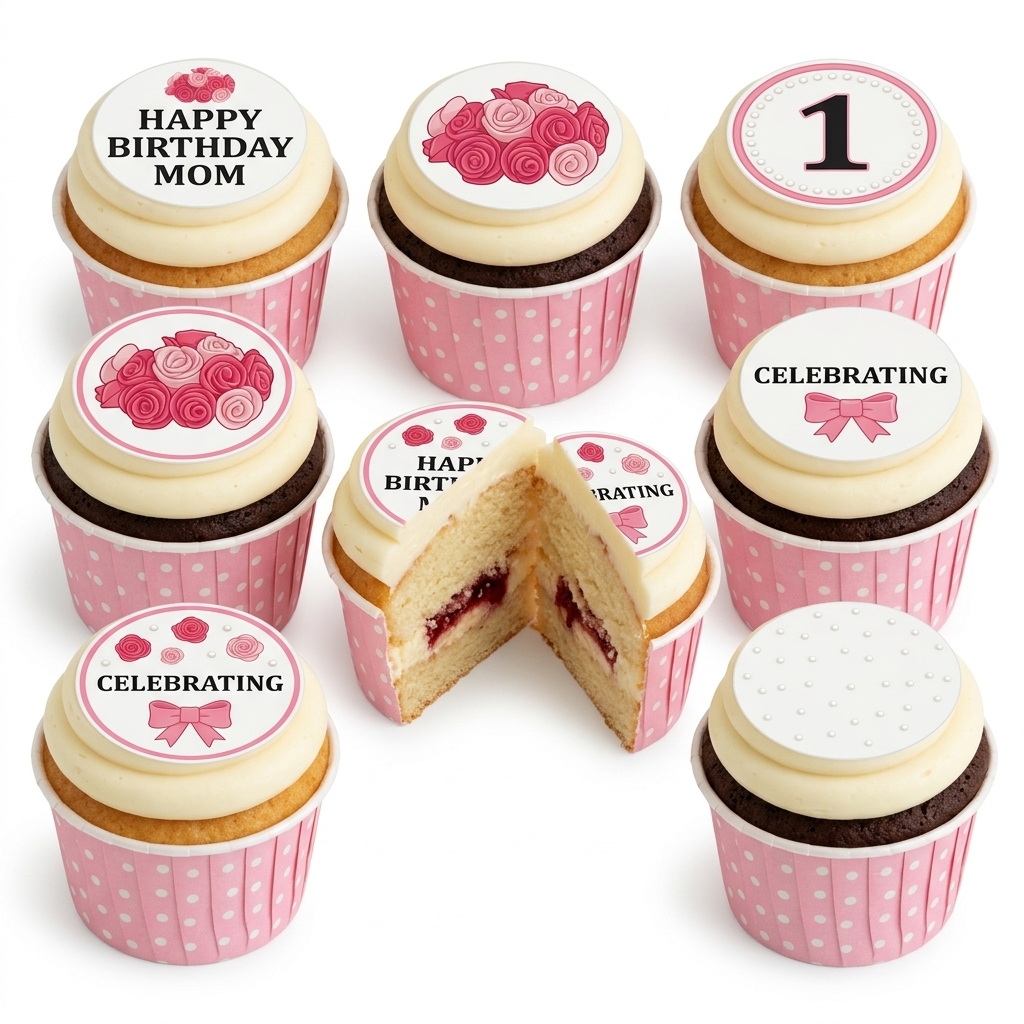 Pink Floral Birthday Cupcakes for Her