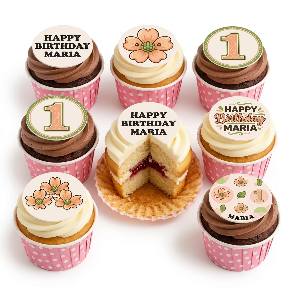 Floral First Birthday Cupcakes for Girls