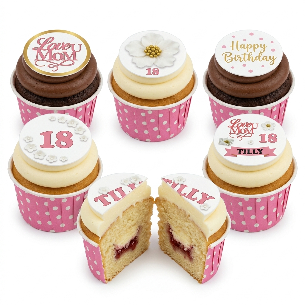 Floral Birthday Cupcakes for Her with Custom Age Topper