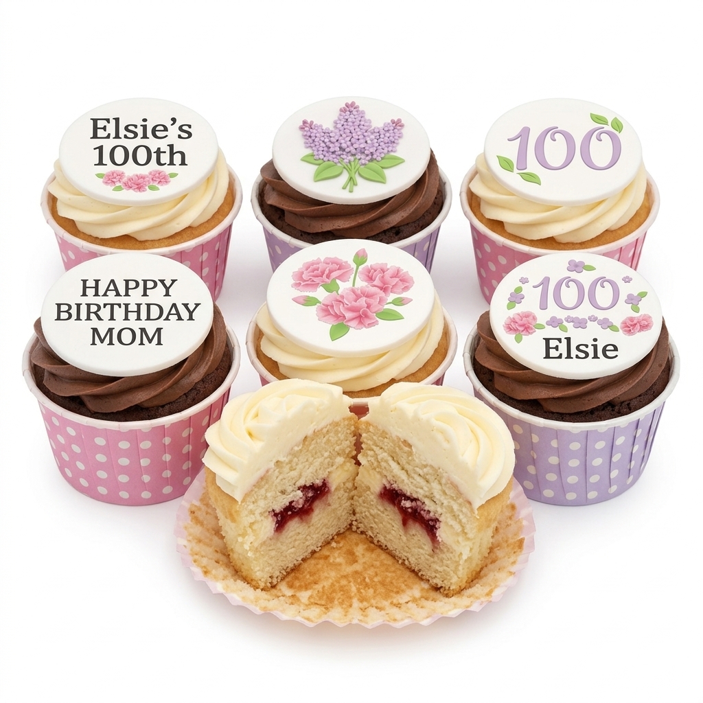 Elegant Floral Birthday Cupcakes with Custom Age Topper
