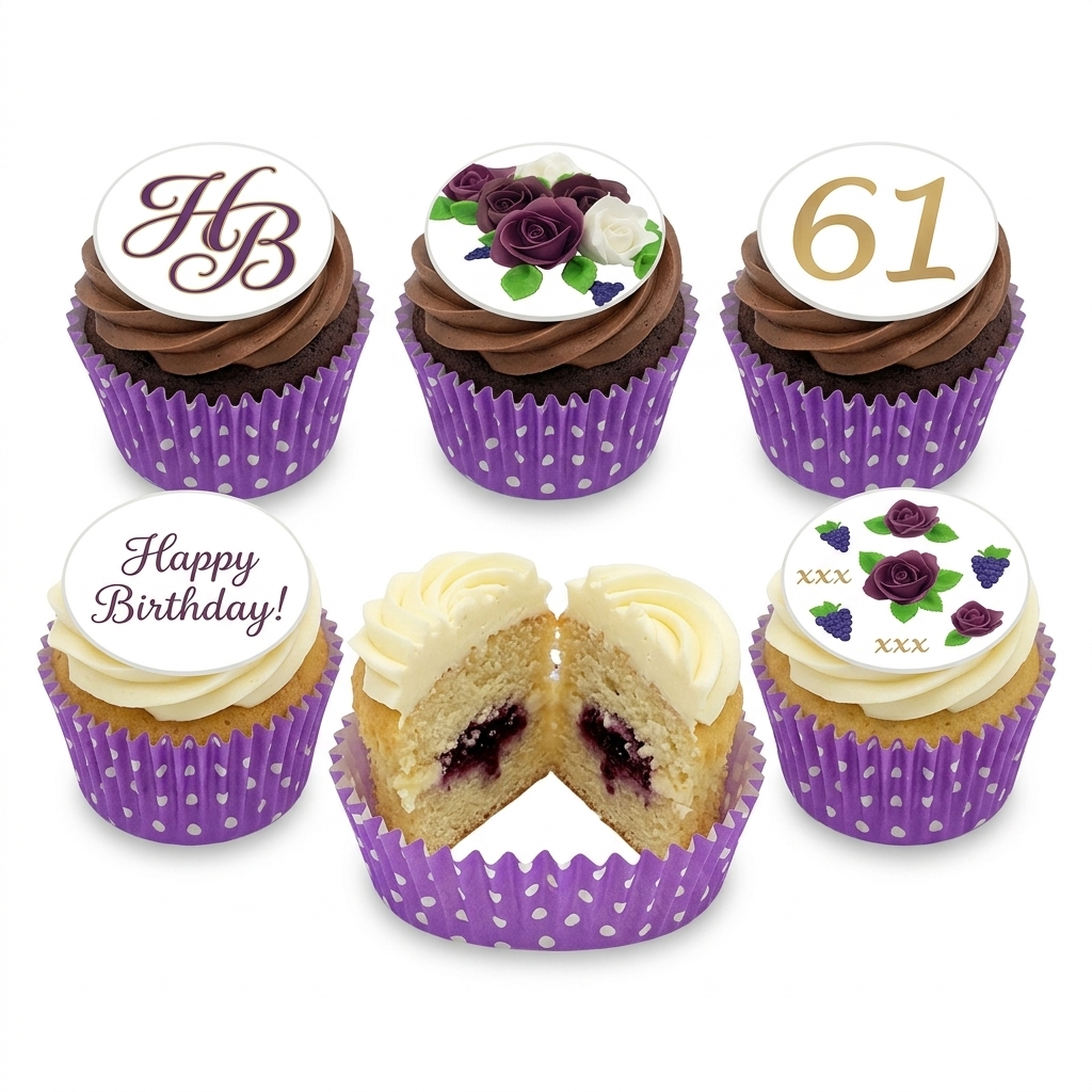 Elegant Floral Birthday Cupcakes for Her with Custom Age Topper