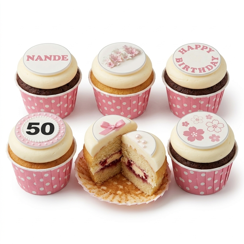 Floral Birthday Cupcakes for Her with Custom Age Topper