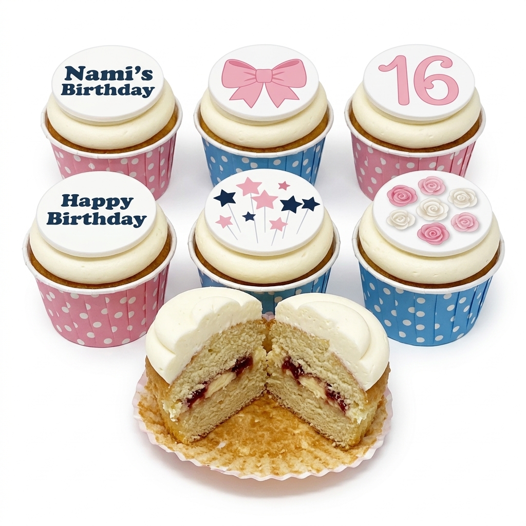 Birthday Cupcakes for Her with Custom Age Topper