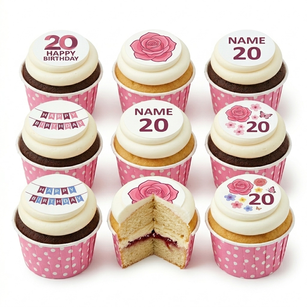 Floral Birthday Cupcakes for Her with Custom Age