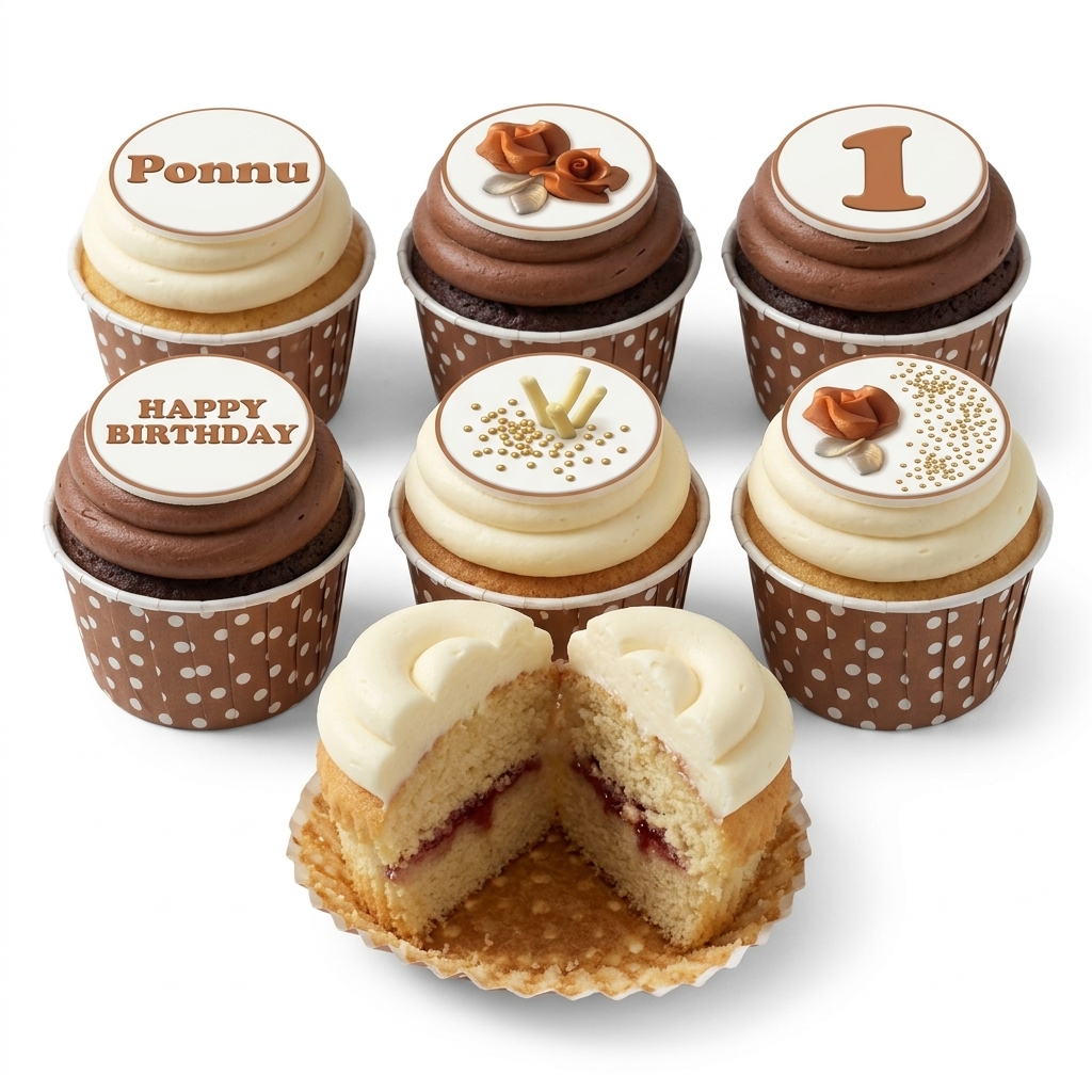 Elegant Rose & Gold Birthday Cupcakes