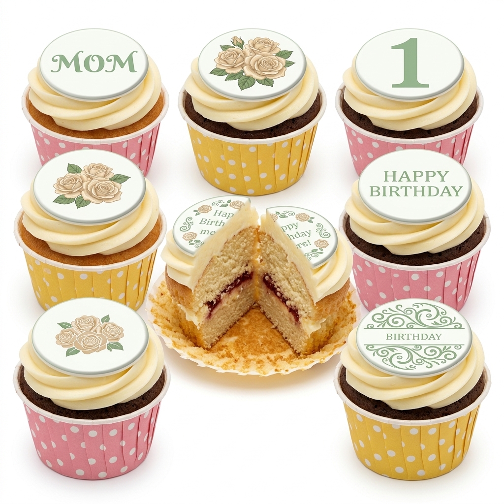 Elegant Rose Birthday Cupcakes
