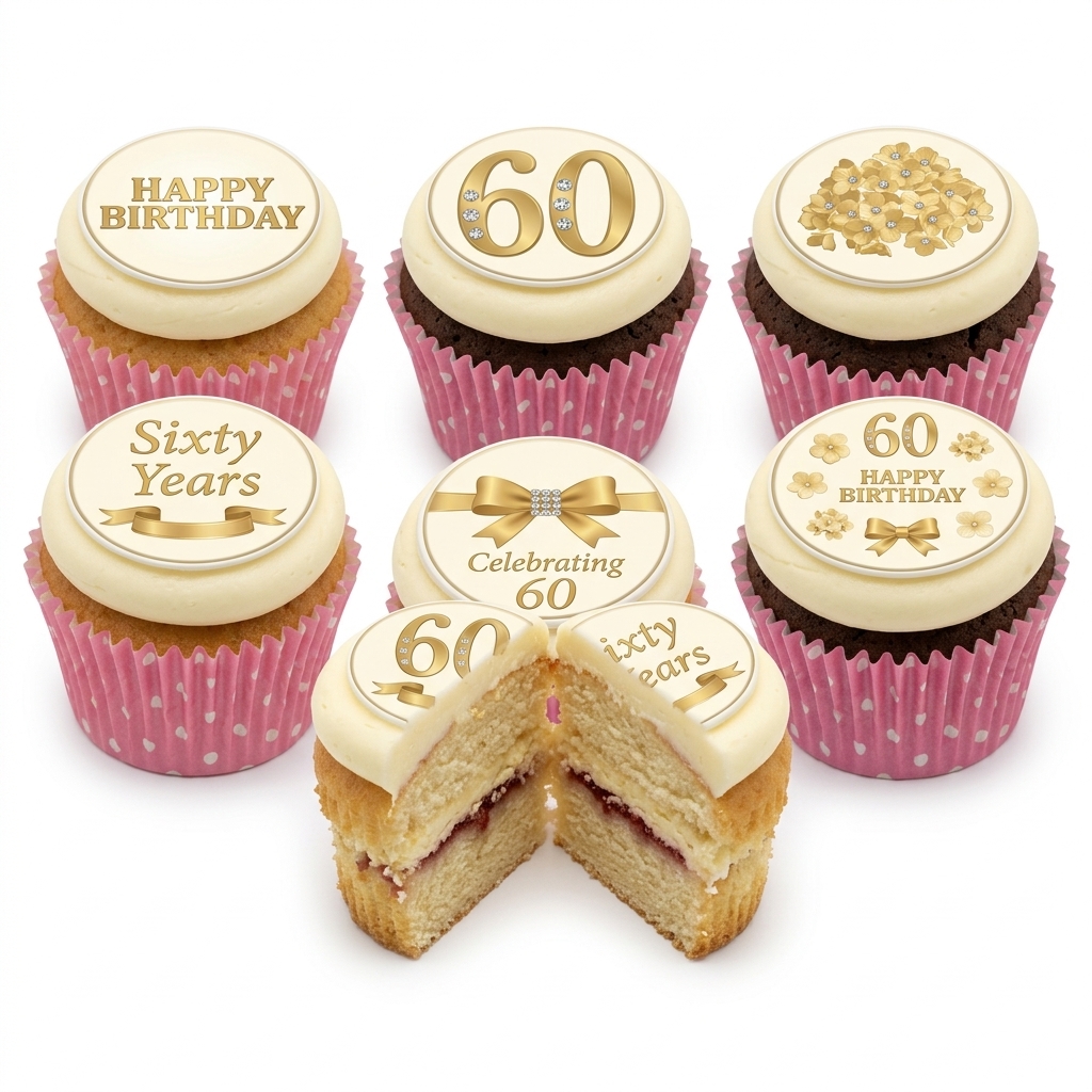 Elegant 60th Birthday Cupcakes