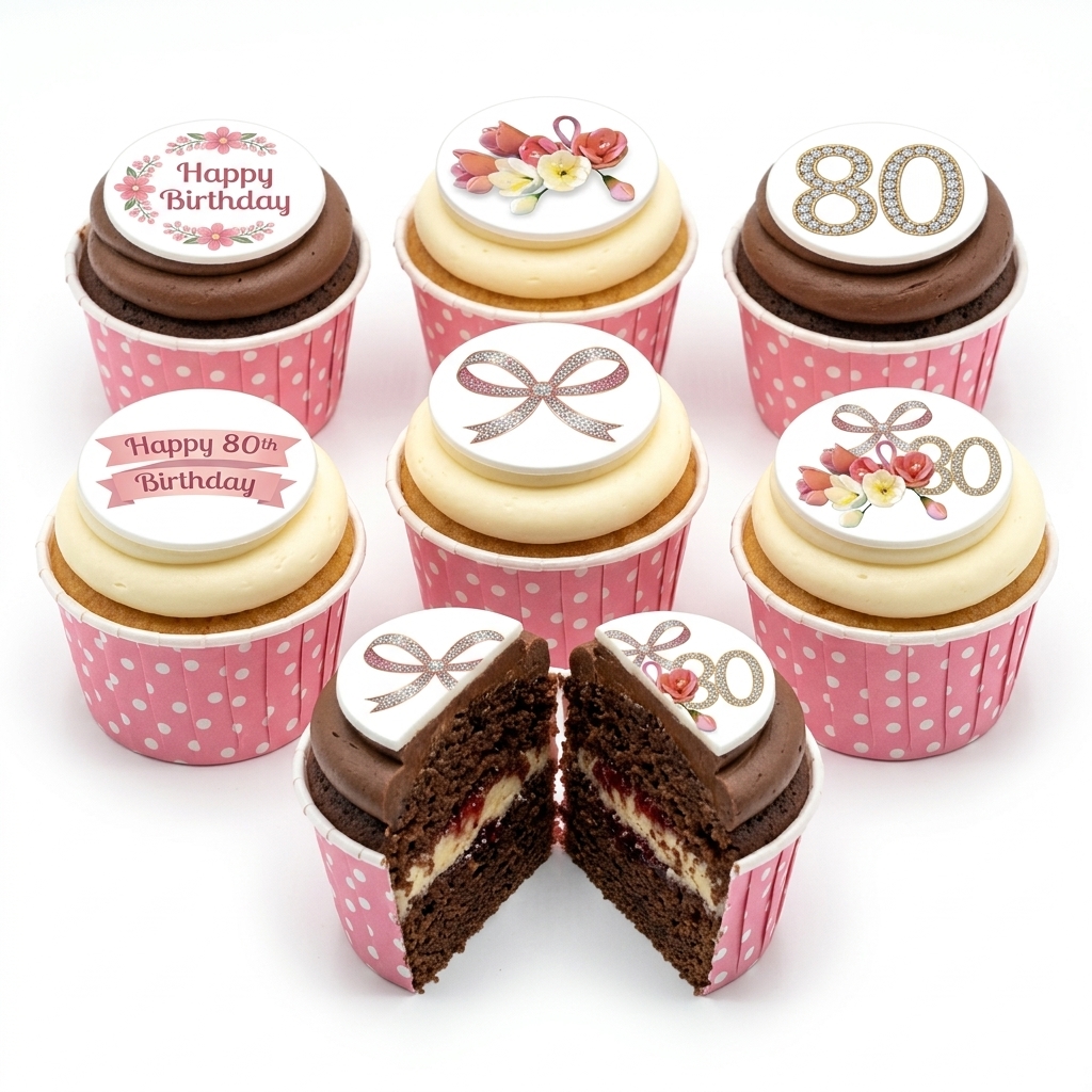 Floral Birthday Cupcakes for Her - Custom Age Toppers