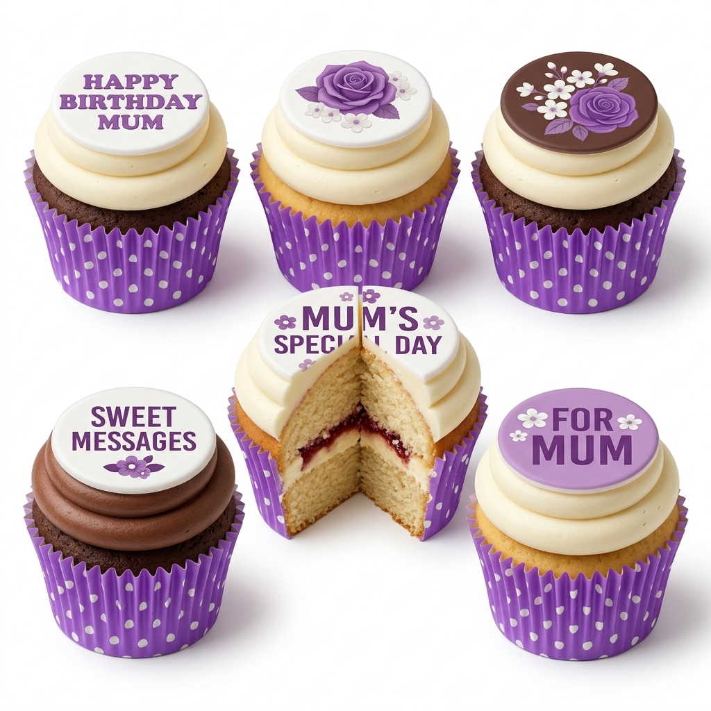 Personalised Floral Birthday Cupcakes for Mum