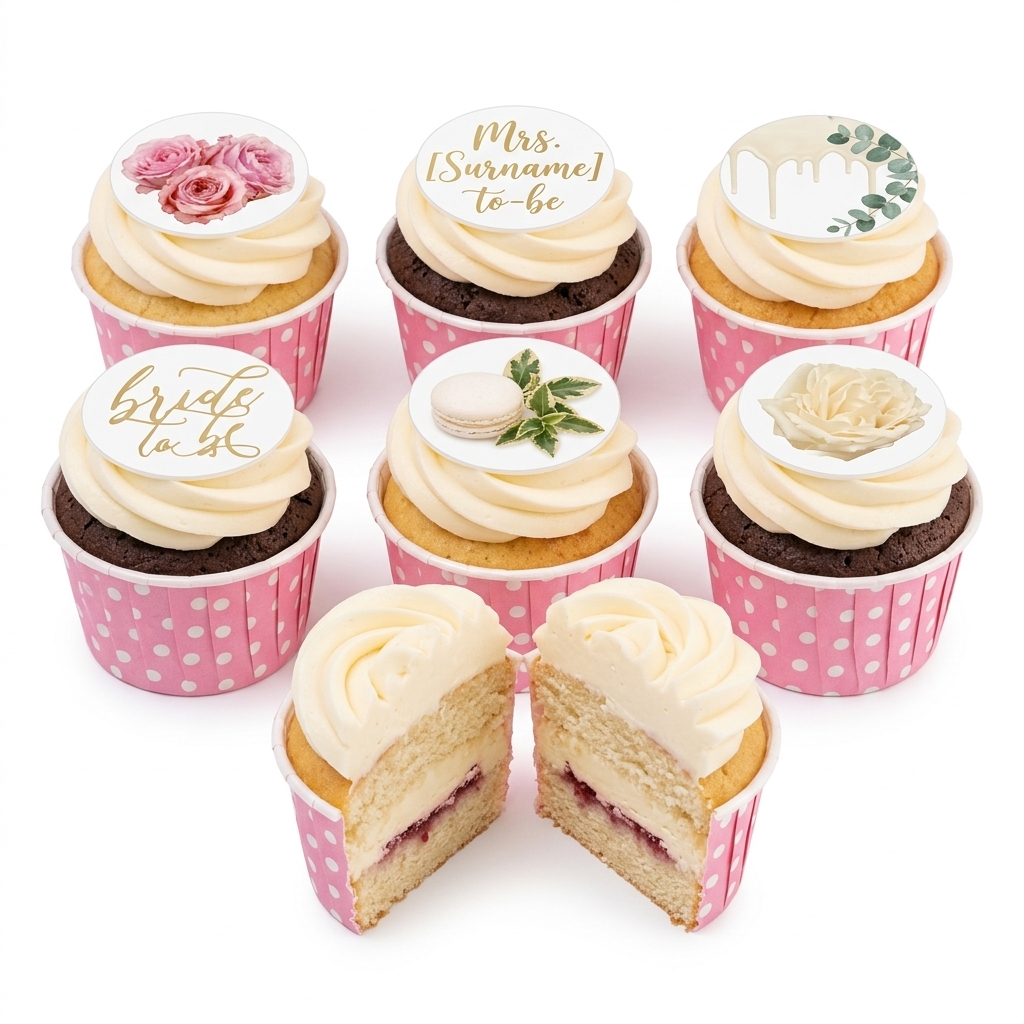 Personalised Floral Bridal Shower Cupcakes