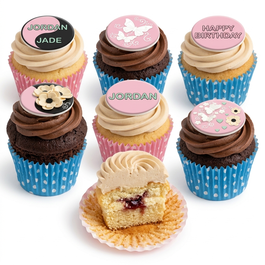 Personalised Birthday Cupcakes with Custom Toppers