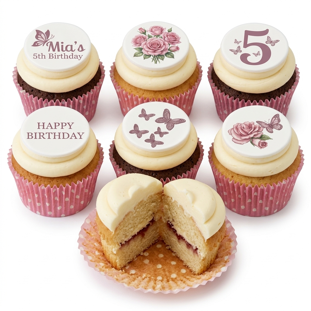 Butterfly & Rose Birthday Cupcakes