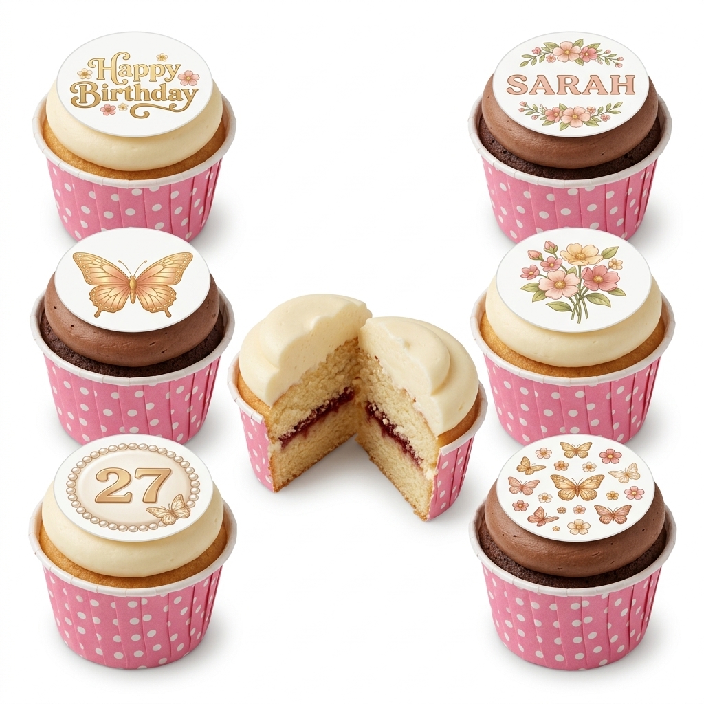Floral Butterfly Birthday Cupcakes