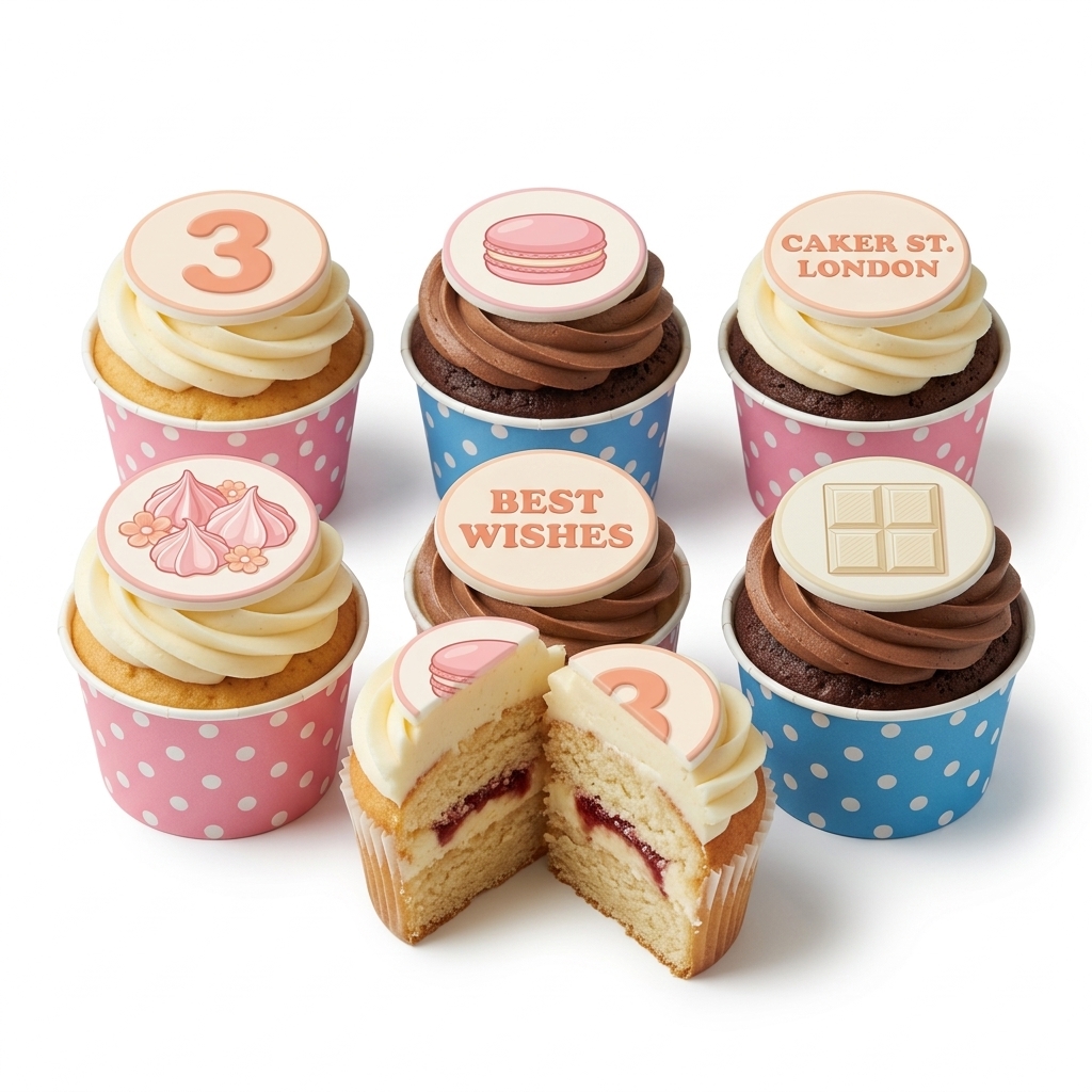 Sweet Treat Birthday Cupcakes with Custom Toppers