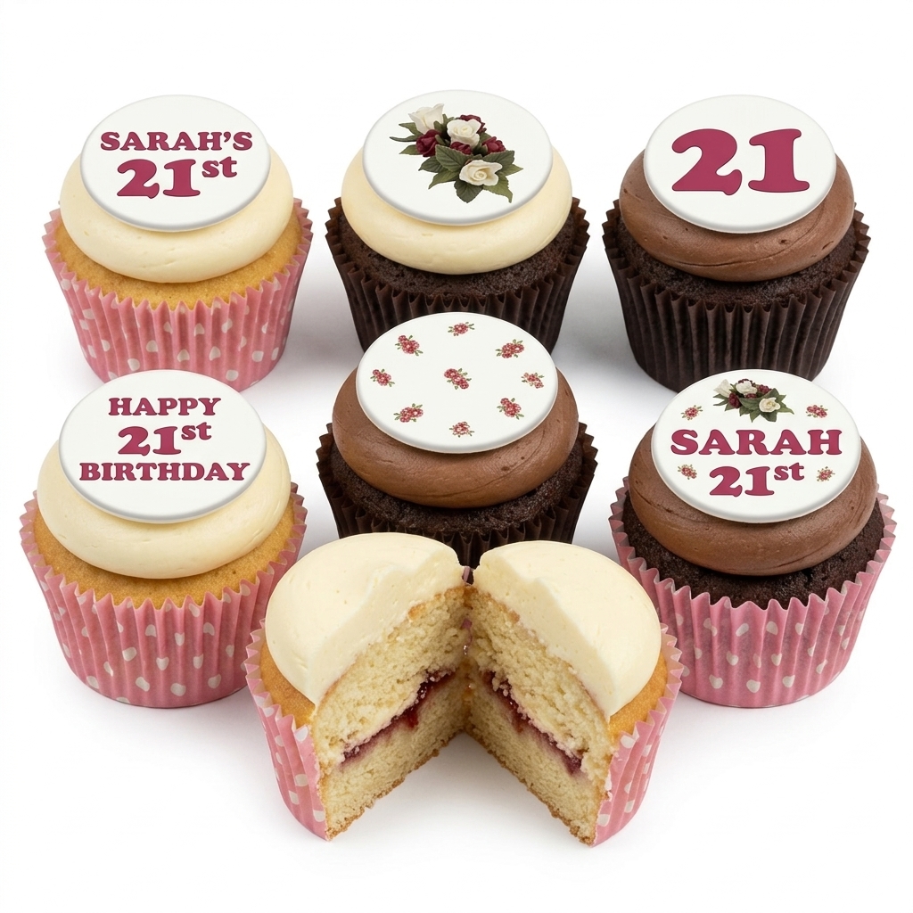 Floral Birthday Cupcakes for Her with Custom Age Toppers