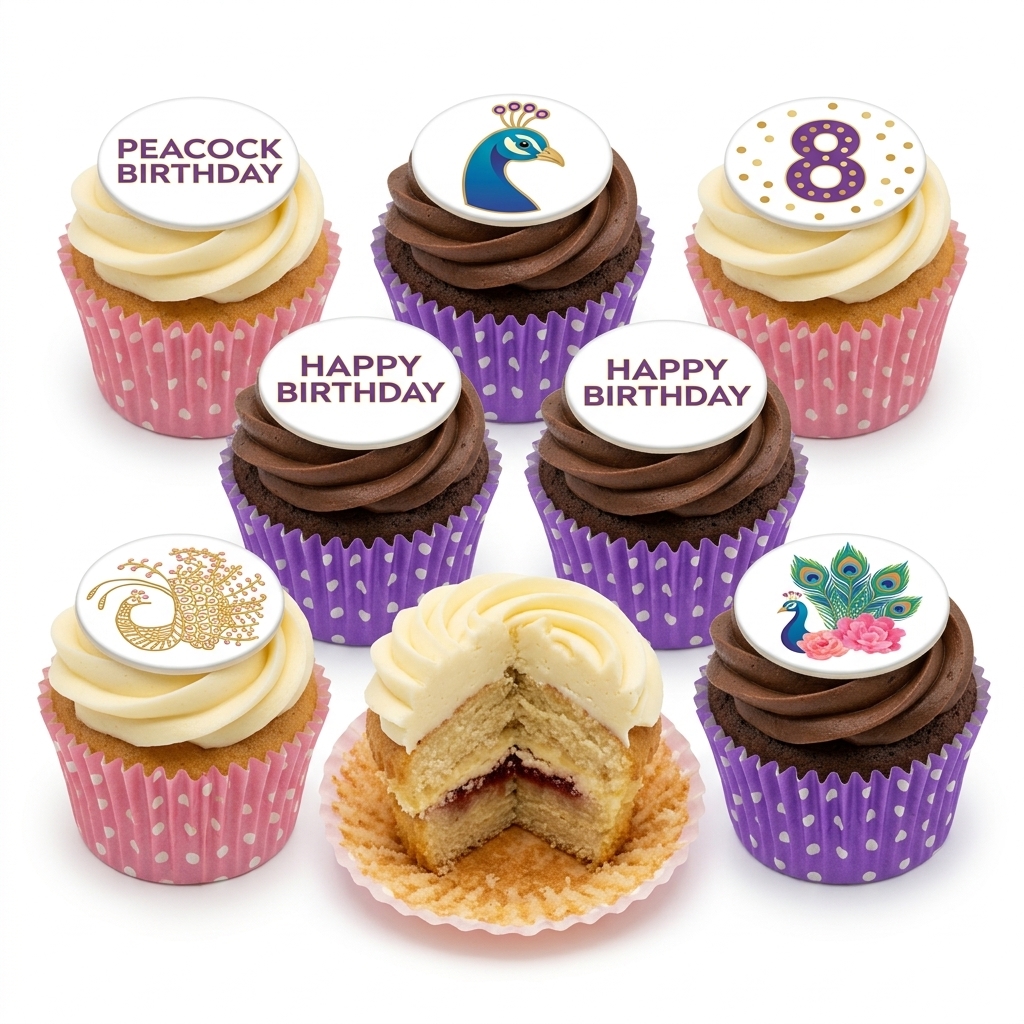 Peacock Theme Birthday Cupcakes