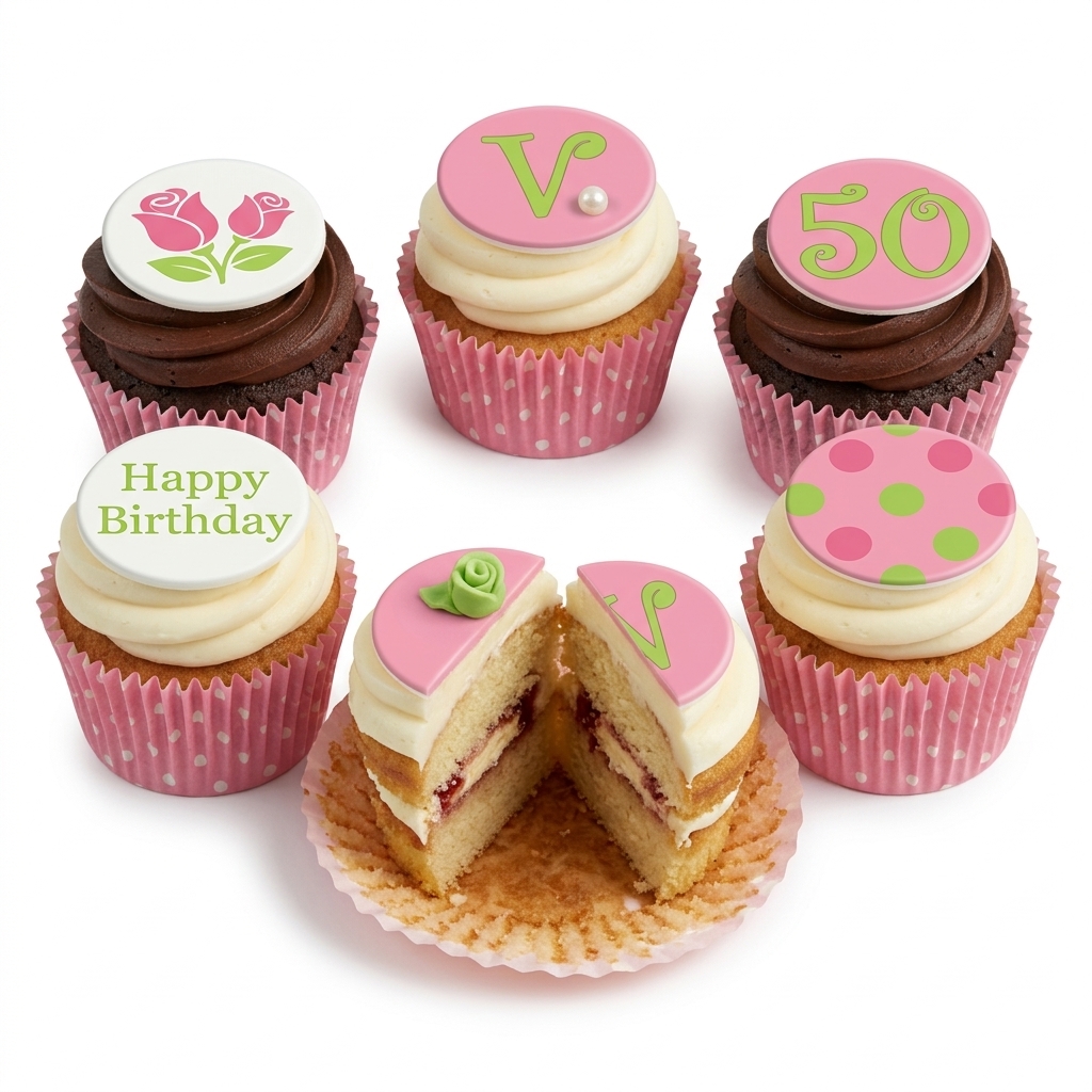 Elegant Floral Birthday Cupcakes for Her