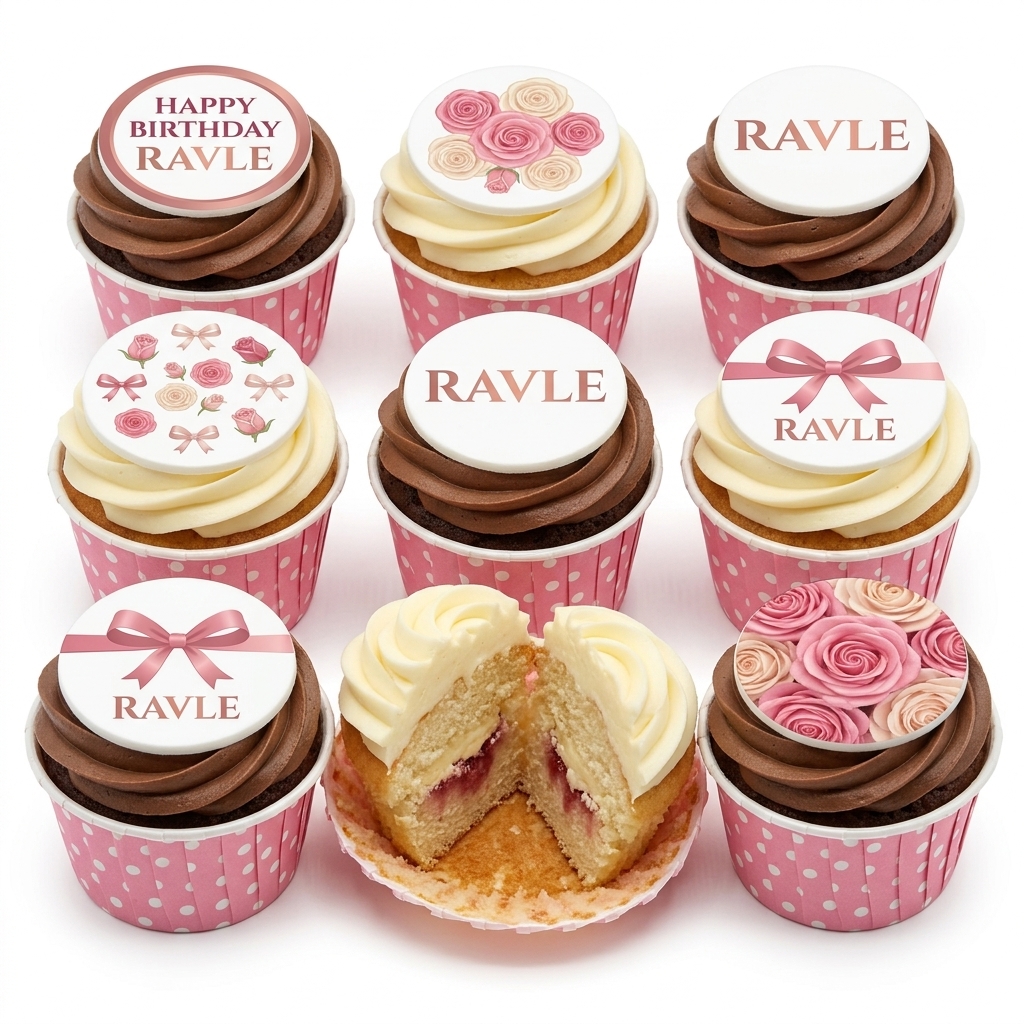 Rose Gold Floral Birthday Cupcakes