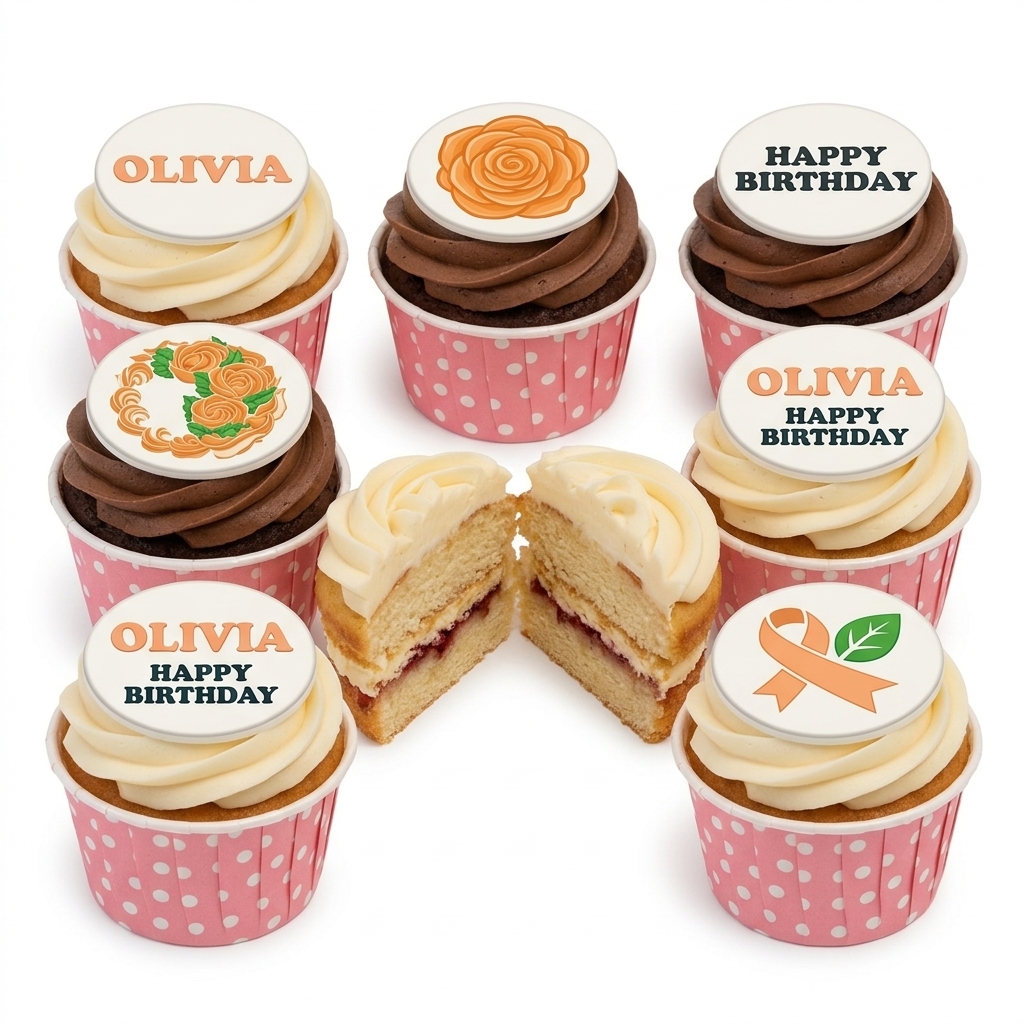 Floral Birthday Cupcakes for Her with Custom Message