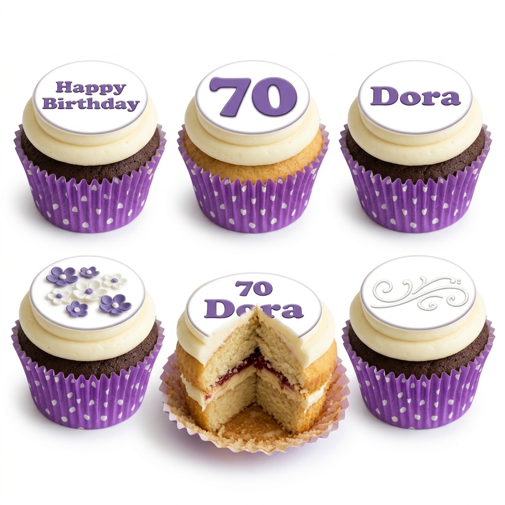 Floral Birthday Cupcakes with Personalised Toppers