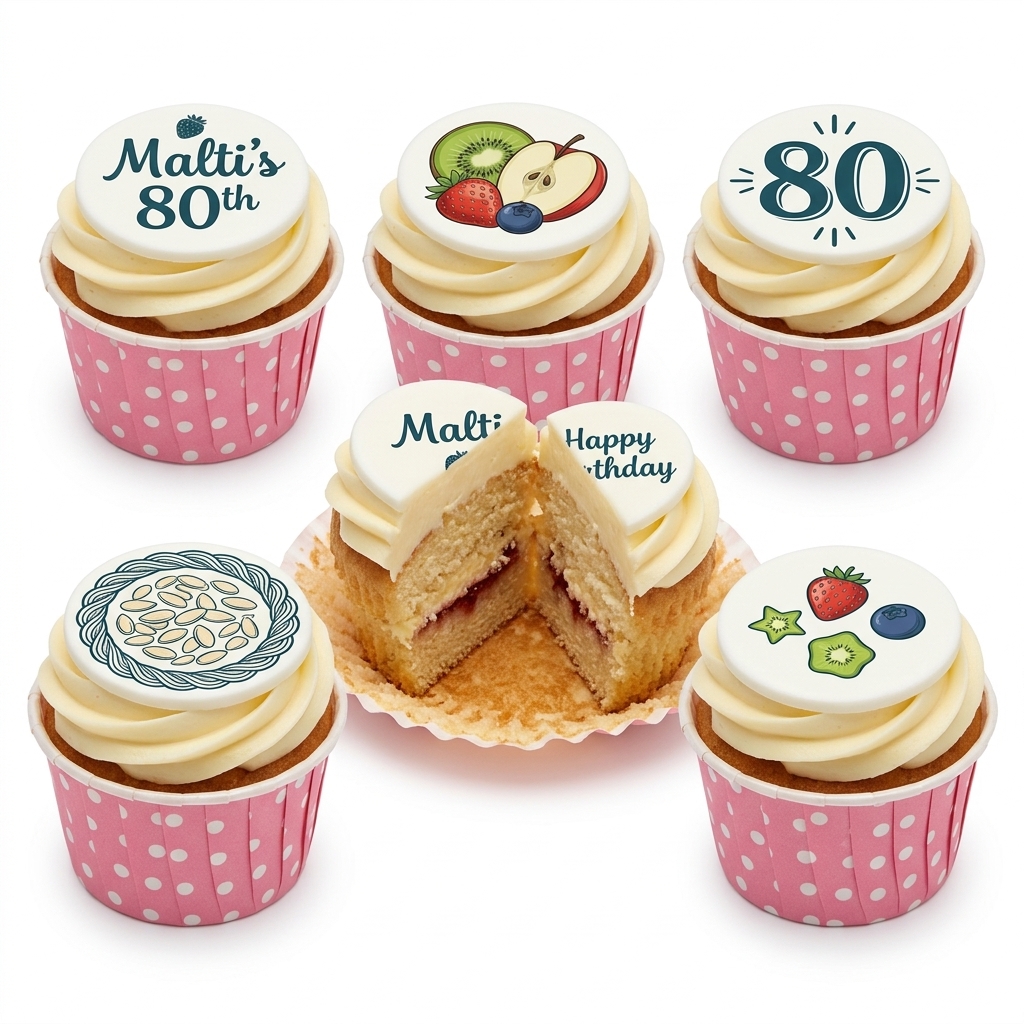 Fruit Birthday Cupcakes with Custom Age Toppers